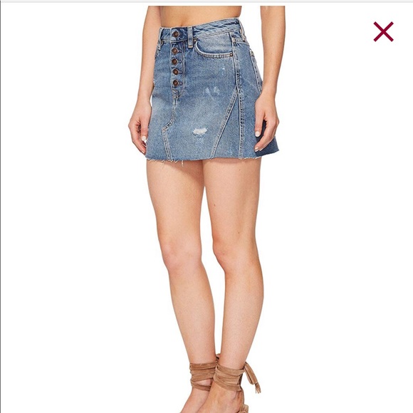 Free People NWT denim A-Line mini skirt size 29 - Picture 2 of 8